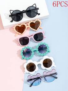 8pcs/1pc Kids' Little Bear Shaped Fashion Glasses For Summer, Perfect For Daily Wear. Kids`S Little Bear Shapes&Flower Shapes Fashion Glasses For Summer, Suitable For Daily Use Glasses Box