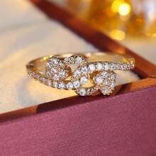 1 件中心心形设计戒指，优雅可爱百搭通勤女士戒指，新款韩国时尚