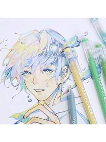 Bút Morandi nhiều màu 9 màu, Văn phòng phẩm thiết yếu cho học sinh, Bút trung tính mờ và trong suốt tối giản, Bút màu nước nhiều màu 0,5mm, Bút ký màu, Thích hợp cho văn phòng, học sinh, người lập kế hoạch, Ghi chú và Nhắc nhở đánh dấu - Màu tím Monet 9 màu - Xem 6