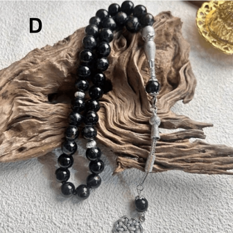 33 件/串 10 毫米绿色玻璃珠单串阿拉伯风格手链适合日常佩戴