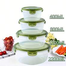 Set da 4 pezzi di contenitori per alimenti sigillati e freschi - alta capacità, in plastica, impilabili, organizer per cucina salvaspazio per frutta, verdura, carne, uova e ravioli, con misure separate da piccolo, medio, grande e extra-large per fornire più opzioni