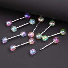 8 件彩色杠铃亚克力舌环套装简约不锈钢身体穿孔首饰套装