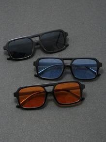 3 件装男女通用全框海滩时尚眼镜，波西米亚风格，适合日常装扮装饰 - 彩色 - 查看 2