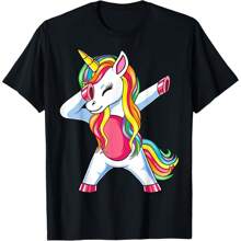 Dabbing Unicorn T-Shirt Girls Kids Women Rainbow Unicorns T-Shirt