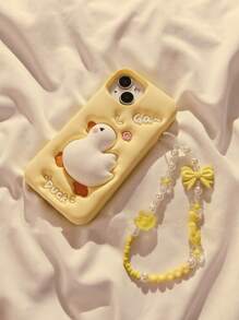 Cute Phone Case Kawaii Cream Yellow Squishable Duck Design Phone Case Compatible With IPhone 14 Pro Max, Compatible With IPhone 13, Compatible With IPhone 14, Compatible With IPhone 11, Compatible With IPhone 12, Compatible With IPhone 15 Pro Max, Soft Silicone Creative Women Protective Cover