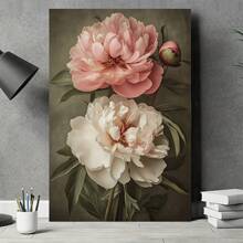 1 PCs  Bright Pink And White Floral Wall Decor ,Wooden Framed  Canvas Painting Thickness 2.25cm/0.9inch High Quality Wall Art  Prints Poster Direct Hanging ,Living Room,Bathroom, Bedroom, Kitchen,Room Decor