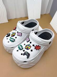 Women's EVA Anti-Slip Soft Thick-Soled Sandals With Cartoon Accessories, Suitable For Vacation, Casual Gatherings And All Indoor/Outdoor Occasions, Providing A Fashionable And Comfortable Wearing Experience - White - View 10