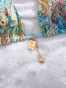 PEPPERMOLLY 全新柔软扎染可调节肩带优雅派对比基尼上衣，女士时尚沙滩泳装上衣