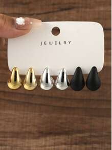 6-12 pièces/set Boucles d'oreilles minimalistes en forme de larme pour un port quotidien