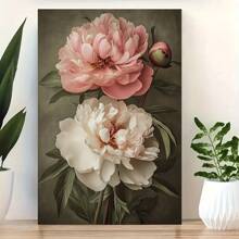 1 PCs  Bright Pink And White Floral Wall Decor ,Wooden Framed  Canvas Painting Thickness 2.25cm/0.9inch High Quality Wall Art  Prints Poster Direct Hanging ,Living Room,Bathroom, Bedroom, Kitchen,Room Decor