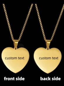 Colar com Pingente em Forma de Coração de Aço Inoxidável com Gravação de Texto Personalizado. Joia de Amor, Presente da Mãe para Homens, Mulheres e Casais, Dourado, Elegante, Colorido, Vintage, Simples, Unissex, Casual, Fofo, Personalizado, Único, Presente Ideal para Ele, Presente Ideal para Ela, Ela, Namorado, Namorada, Pai, Mãe, Família, Amigos, para Aniversários, para Formatura, para Baile de Formatura, para Festa, Joia