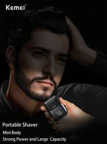 Kemei KM-T82 新款电动剃须刀液晶显示屏往复式剃须刀专业剃须刀男士电动便携式剃须刀旅行剃须刀干湿剃须机男士礼物剃须刀 - 銀色 - 查看 7