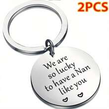 2 件我们很幸运有像你这样的奶奶钥匙扣可爱心形不锈钢钥匙链环生日圣诞节礼物送给祖母万圣节