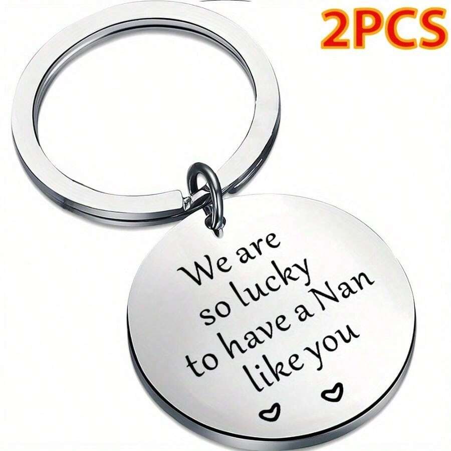 2 件我们很幸运有像你这样的奶奶钥匙扣可爱心形不锈钢钥匙链环生日圣诞节礼物送给祖母万圣节