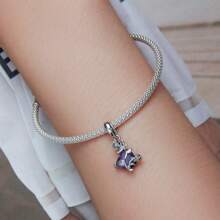 bamoer 1 件 925 纯银精致玫瑰锆石吊坠花朵吊坠适合原创手链精美情人节珠宝 DIY 制作 - 銀色 - 查看 4