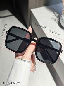 1 副方形加大码黑色沙滩太阳镜，时尚防紫外线波西米亚风格，适合海滩度假和日常佩戴 - 彩色 - 查看 4