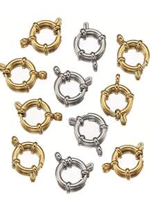 Verstelbare roestvrijstalen karabijnhaken, 10-18 mm ronde veersluiting, veelzijdige hangerconnectoren voor doe-het-zelf kettingen, armbanden, enkelbandjes, ook draagbaar als modieuze sieradenonderdelen, verguld, waterbestendig
