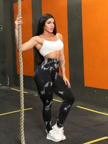 Tie Dye Yoga Leggings, Seamless Butt Lifting Leggings. - Bold Plum - Xem 3