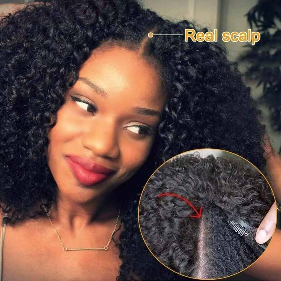 V Part Wig Human Hair No Leave Out 180 Density Human Hair Wigs For Women Afro Kinky Curly Vpart Wig V Shape Wigs
