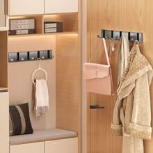 Gebohrte unsichtbare Haken, die an der Badezimmerwand aufgehängt werden können. Sie können auch als Kleiderbügel nach dem Durchgang durch die Tür verwendet werden, eignen sich zum Aufstellen auf der Veranda und können auch als faltbarer Mantelhaken im Schlafzimmer verwendet werden. - Verschiedenfarbig - Übersicht 3