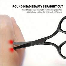 Silver Mirror Black Light Round Head Safety Nose Hair Scissors Neutral Stainless Steel Scissors