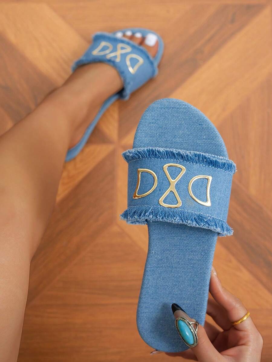 2024 Summer New Open Toe Women Slippers, Round Toe Platform Flat Sandals For Plus Size, Fashionable Outdoor Wear