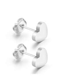 1 Pair Minimalist Heart Stud Earrings For Women, Stylish & Versatile Accessory, Great Gift Idea For Everyday Wear, Spring
