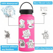 60PCS Black Bookish Stickers Vinyl Aesthetics Stickers Scrapbooking, Diary, Bumper, Skateboard, Water Bottle, Cartoon, Hard Hat, Car Stickers And Decals