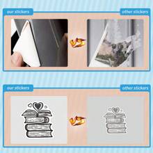 60PCS Black Bookish Stickers Vinyl Aesthetics Stickers Scrapbooking, Diary, Bumper, Skateboard, Water Bottle, Cartoon, Hard Hat, Car Stickers And Decals