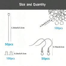 50/200 Pcs Hypoallergenic Earring Hook And Backs Set For Earring & Jewelry Making, Includes Earring Hooks And Backs