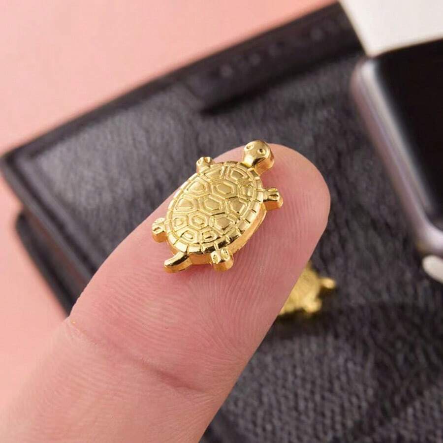 1pc Mini Luck Symbol Tortoise DIY Phone Case Resin Decoration Alloy Ornament - Gold - View 1