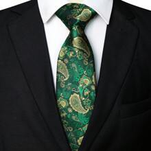 1 Set/2 Sets/3 Sets/4 Sets/5 Sets Men's Paisley Patterned Necktie, Tree Of Life Patterned Silk Satin Tie, Silver Tie Clip, Pocket Square, Cufflinks And Lapel Pin Assorted Set, Suitable As Gifts For Men, Perfect For Father's Day, Anniversary, Birthday Etc. The Classic Paisley Pattern Complements Tuxedo & Suit Perfectly, Making You Stand Out In Any Occasion Such As Ball, Wedding, Banquet, Ceremony, Formal Meeting, Casual Party, And Important Moments.