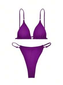 Conjunto de bikini sexy 2025, estilo europeo y americano con espalda con doble tela de unicolor y división para mujeres