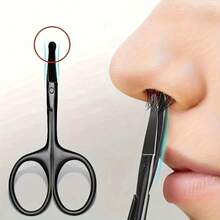 Silver Mirror Black Light Round Head Safety Nose Hair Scissors Neutral Stainless Steel Scissors