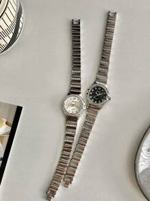 GUQI Marka 1 szt. Elegancki damski zegarek kwarcowy z diamentami, modny srebrny zegarek na bransoletce z kryształkami jako prezent dla uczniów wracających do szkoły, codzienne dopasowanie - one-size - Zobacz 10