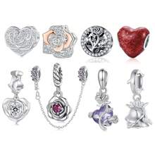 bamoer 1 件 925 纯银精致玫瑰锆石吊坠花朵吊坠适合原创手链精美情人节珠宝 DIY 制作 - 銀色 - 查看 12