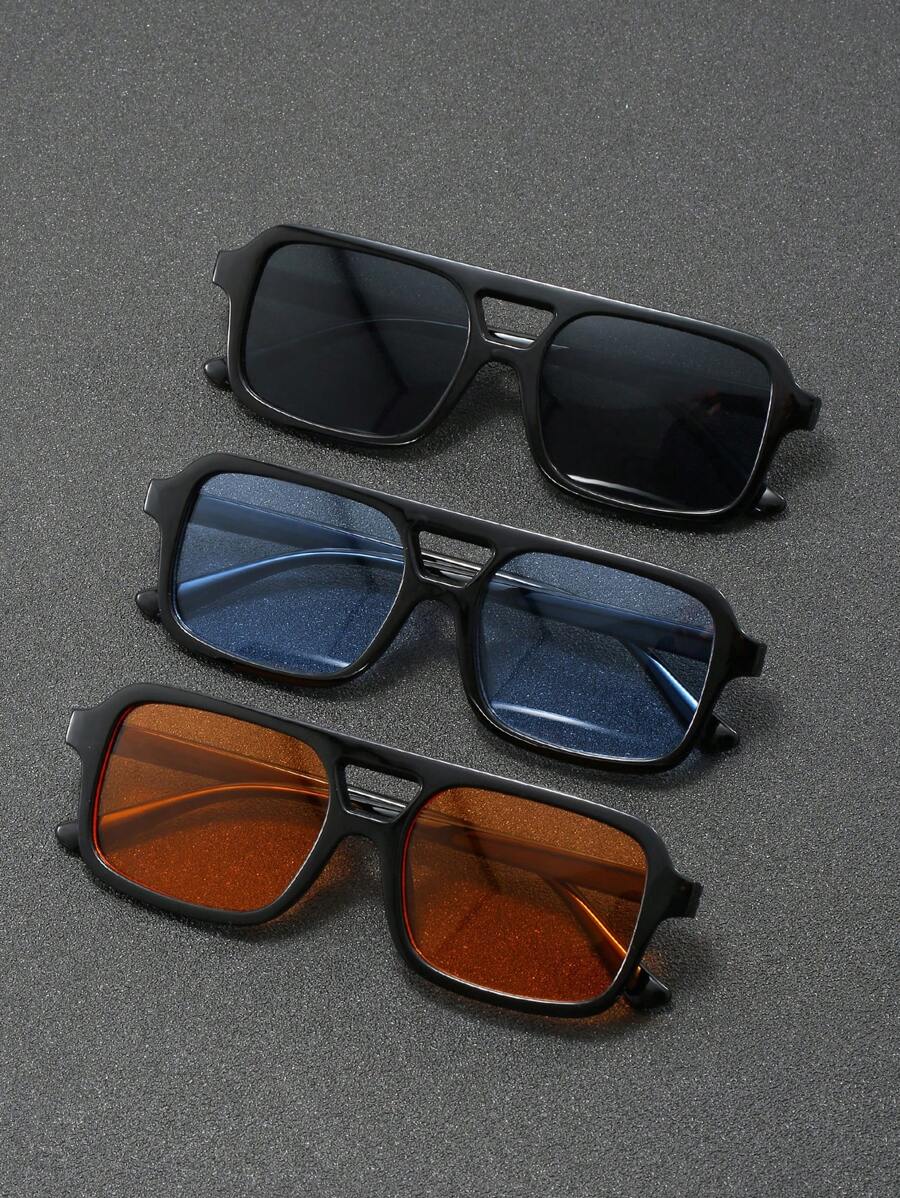 3 件装男女通用全框海滩时尚眼镜，波西米亚风格，适合日常装扮装饰 - 彩色 - 查看 1