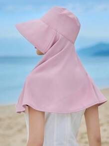 1pc Women's Wide-Brimmed Sun Hat With Face Cover, Neck Protection, Suitable For Outdoor, Travel, Shopping, Made For Spring - Multicolor - View 9