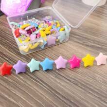 20pcs Fashionable Star Shaped Thumbtacks, Practical Office Supplies Suitable For Classroom, Blackboard, Office And Home Memo Board, Home Decor, Cute Creative Resin & Cork Board Decoration Push Pins, Fix Photos, Paintings, Gifts For Teachers, Coworkers, Students, Friends, Party Favors