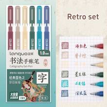 6支装书法1.0毫米彩色凝胶笔套装粗头圆珠笔用于书写绘画马克笔学校返校