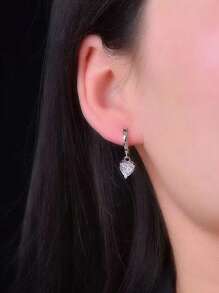 1 对经典方晶锆石心形耳环，优雅百搭的配饰，适合女性日常佩戴，春季 - 耳環 - 查看 2
