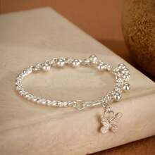 New Butterfly Sterling Silver Bracelet Female Small Ball Simple Versatile Bracelet Valentine's Day Jewelry Gift