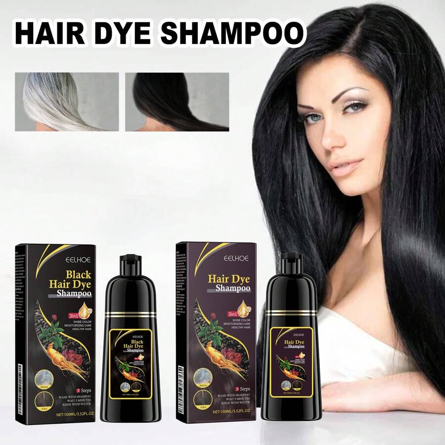 Hair Care Shampoo Polygonum Multiflorum Essence Nourishing Cleansing Black Smooth Hair Shampoo, 100ml*3pcs
