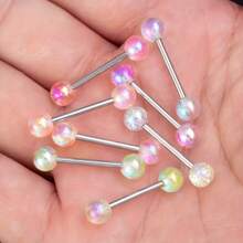 8 件彩色杠铃亚克力舌环套装简约不锈钢身体穿孔首饰套装