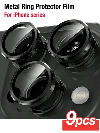 Yezodawee 9pcs Scratch-Resistant Ultra Clear Tempered Glass Camera Lens Protector -Camera Lens Protector For IPhone 17 Pro Max/17 Pro/17 Air/17, 16 6.1-Inch Phone 16 Plus 6.7-Inch, 9H Tempered Glass Metal Individual Ring Cover, HD Clear, Compatible With Phone 15 Pro Max, 14 Plus, 13, 12, 11, 15 Pro, 15 Plus, 14 Pro - Perfect Fit, Scratch-Resistant Case Friendly (3pcs Black)