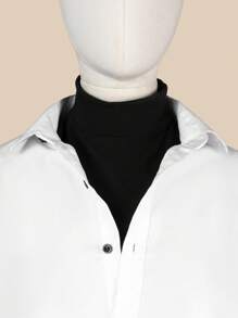 1pc Women Snood Patterned Polyester Seamless Mock Neck Collar, Solid Color Autumn/Winter Base Layer