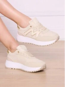 Women Casual Sneakers, Simple & Fashionable For Daily Wear - Beige - View 1