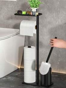 1 pieza Soporte para toallas de papel, soporte de papel de lavado independiente, soporte de papel de lavado estilo granja, estantería y soporte organizador vertical de rollo de papel industrial con tubo, soporte de papel de lavado para el baño con reserva de papel de lavado
