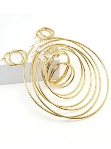 1 Pair Stainless Steel Classic Earrings, Oversized Hoop Earrings, Titanium Steel Round Circle Earrings, Silver & Gold Color Jewelry For Women