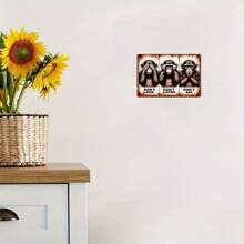 1 pieza Letrero de metal vintage, "No ver el mal, no oír el mal, no hablar el mal" 3 monos sabios, cartel de metal divertido, impresión plana 2D, decoración de metal de uso múltiple, con agujeros perforados previamente para colgar fácilmente, adecuado para habitación, hogar, cocina, oficina, jardín, exterior, dormitorio, sala de estar, cafetería, restaurante, garaje, decoración de bar - Multicolor - Ver 6